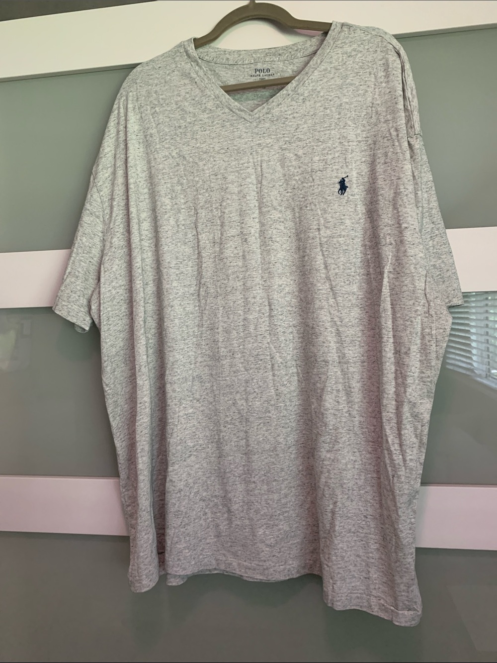 Polo by Ralph Lauren Heather Light Gray V-Neck Tee with Navy Pony